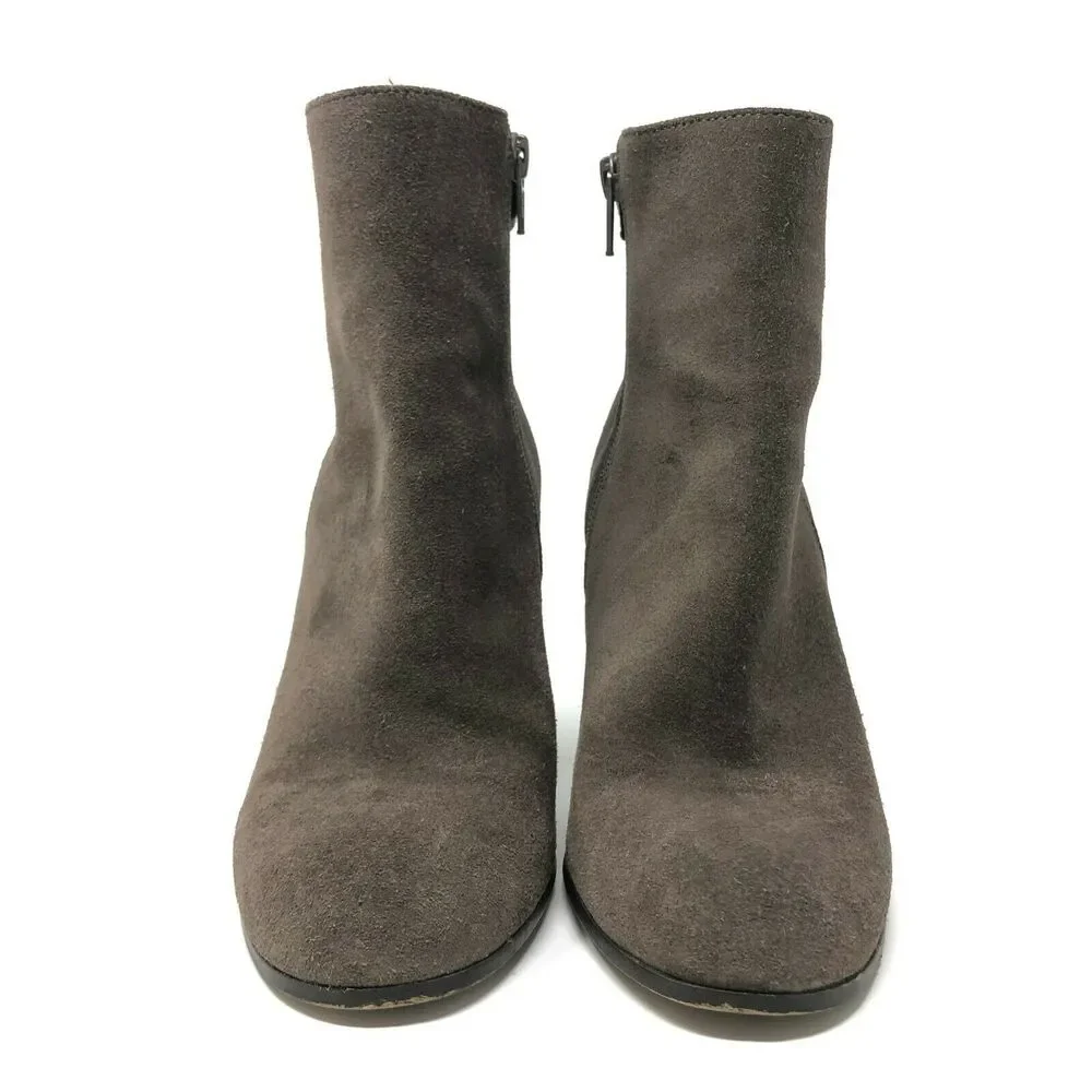 J Crew Barrett Ankle Boot Womens 6.5‎ Taupe Suede Chunky Heel Bootie Italy